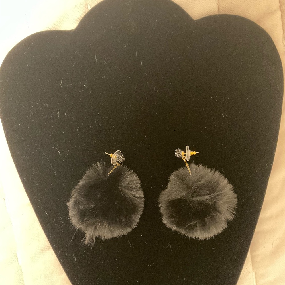 Kate Spade Black Pom Pom Earrings